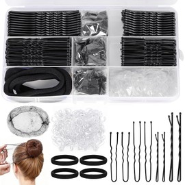 Kit de Pinzas para Cabello, 385 Piezas con Pasadores y Horquillas, Negro