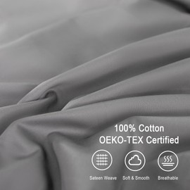 MEISHANG Cotton Sheets King Size - 100% Cotton 600 Thread Count Sheets, Soft Breathable Cooling Sateen Egyptian Cotton Bed Sheets with Deep Pocket, 4 Pieces Set Dark Gray