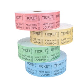 ESSENTIAL 8000 Assorted Double Raffle Tickets Rolls Set of 4 Assorted Colors Raffle Tickets Printable for Leisure, Movie Watching, Entertainment