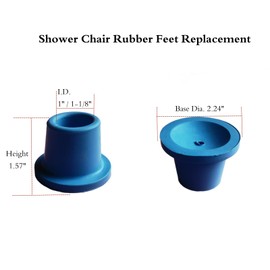 Heavy Duty Rubber Tips for Shower Chair and Bath Chair - Non Slip Shower Stool Leg Tips, 4 Count, 1'' Blue
