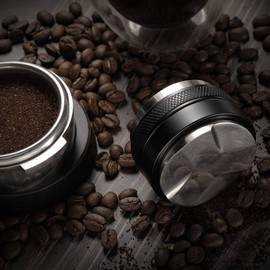 Lazysong Coffee Distributor, Coffee Tamper, 2.3 inches (58 mm), Dual Use, Espresso Tamper, Espresso, Coffee Supplies, Stainless Steel, Silver