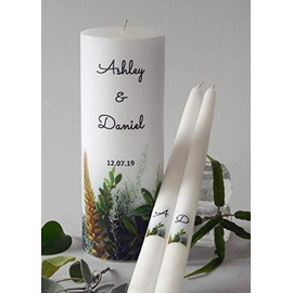 Green Foliage Wedding Unity Candles