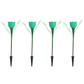 4Pcs Outdoor Solar Power Tulip LED Flower Light Waterproof Garden Lawn Lamp DecorationGreen