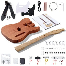 Leo Jaymz DIY TL Style Electric Guitar Kits with Mahogany Body and Maple Neck - Maple Fingerboard and All Components Included（TL LJ Headstock）