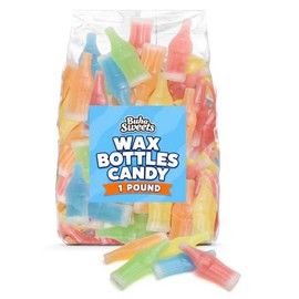 Wax Bottles Candy 1 lb Bulk Bag - Classic Wax Soda Bottles with Sweet Juice Center, Assorted Flavors, Retro Candy Treat