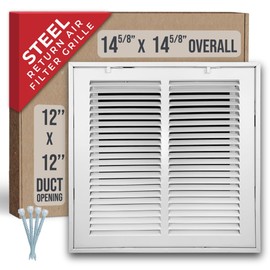 Fits 14x6 Duct Opening | Steel Return Air Filter Grille by Handua [Removable Door] for 1-inch Filters | Vent Cover Grill | White | HVAC Cold Air Intake Grille | Out Dim: 16 5/8"W X 8 5/8"H