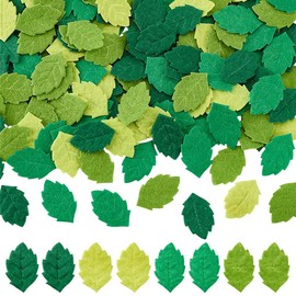 MAYJOYDIY 200Pcs 4 Colors Leaves Shape Felt Appliques Leaves Fabric Green Craft Leaves Decoration Simulated Plant Non-Woven Leaf for Sewing Project Clothing Party Decoration Card Crafts
