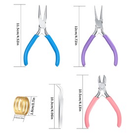 3 Pcs Jewelry Pliers Set - Needle Nose, Round Nose and Wire Cutters for Jewelry Making, Repair and Crafts，Wire Wrapping Beading Crafts Pliers
