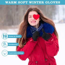Loiyadn Winter Gloves - Women's Winter Gloves, Winter Touchscreen Gloves Women Men, Warm Knit Gloves for cold weather with Elastic Cuff
