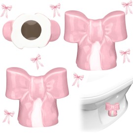 Wonderjune 2 Pack Toilet Bolt Caps Decorative Coquette Pink Bow Bolt Screw Cover Caps Ceramic Cute Bathroom Decor Fun Themed Gadgets Replacement Parts