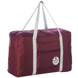 INVODA Travel Duffel Bag Foldable Luggage Bag Spirit Airlines Personal Item Bag Sports Gym Bag Carry on Weekender Overnight Bag Nylon Travel Bag for Men Women (Red)