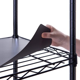 Poofzy Wire Shelf Liner 14" X 36", Non-Adhesive Plastic Shelf Liners for Wire Shelving, Waterproof Protector Mats (4PK, Black)