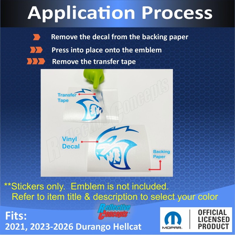 Reflective Concepts 2021, 2023-2026 Durango SRT Hellcat Fender Emblem Overlay