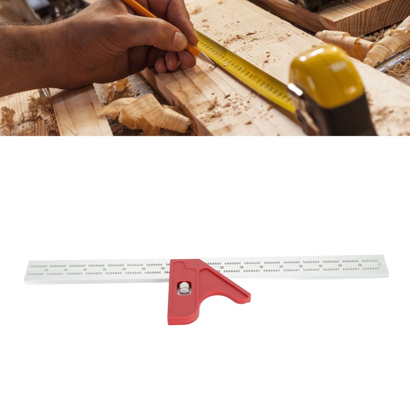 18 Inch Woodworking Edge Ruler with Fixator Serrated Design Angle