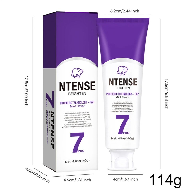 7-Pro Intensive Toothpaste.Upgrade Natural Whitening Mint for Deep Stain Remover