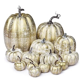 DearHouse 14PCS Thanksgiving Artificial Pumpkins Home Decoration Set, Artificial Vegetables Harvest Decoration