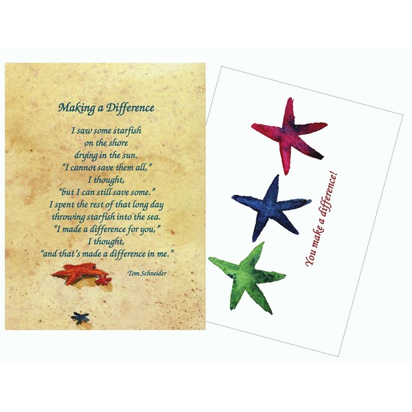 Starfish Story Poem 25 Laminated Make a Difference Inspirational Recognition and Appreciation Greeting Cards