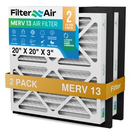 Filter X Air - 20x20x3 MERV 13 Pleated Air Filters Replacement Compatible with Zephyr VGF Series Whole House Return Grille Filter - 2 Pack Home Air Filter 20”x20”x3”
