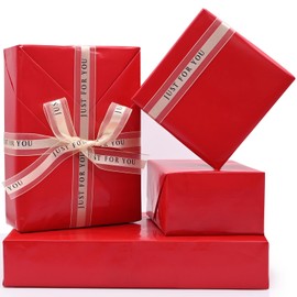 ADQUATOR Red Metallic Wrapping Paper Sheets, 50cm*70cm Solid Color Matte Wrapping Paper for Birthday Gift Wrap,DIY Crafts,Wedding, Christmas,Baby Shower,Festive Decorations(5 sheets)