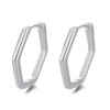 Minimalist Hexagon Geometric Chic 925 Sterling Silver Hoop Earrings for