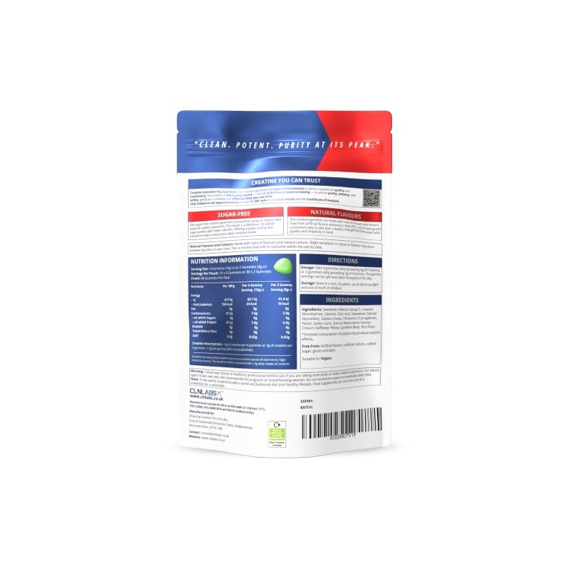 Creatine Monohydrate Gummies 6000mg | 1-Month | Sugar-Free | Sour