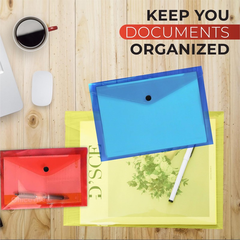 Janrax Pack of 12 A5 Clear Document Wallets