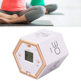 Generic Productivity Timer, ADHD Timer Cube with Mute Alarm Function LCD Screen Magnetic Hex Flip for Grandparents, Friends, Neighbors, Colleagues (White)