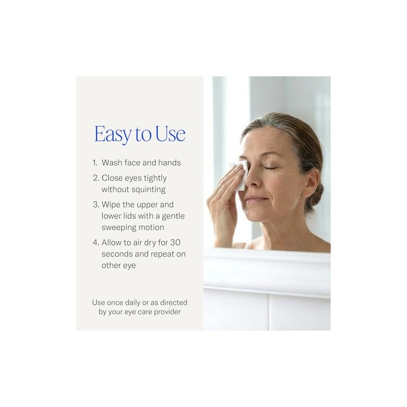 Cliradex Natural Eyelid, Eyelash, and Facial Cleansing Towelettes, Box of