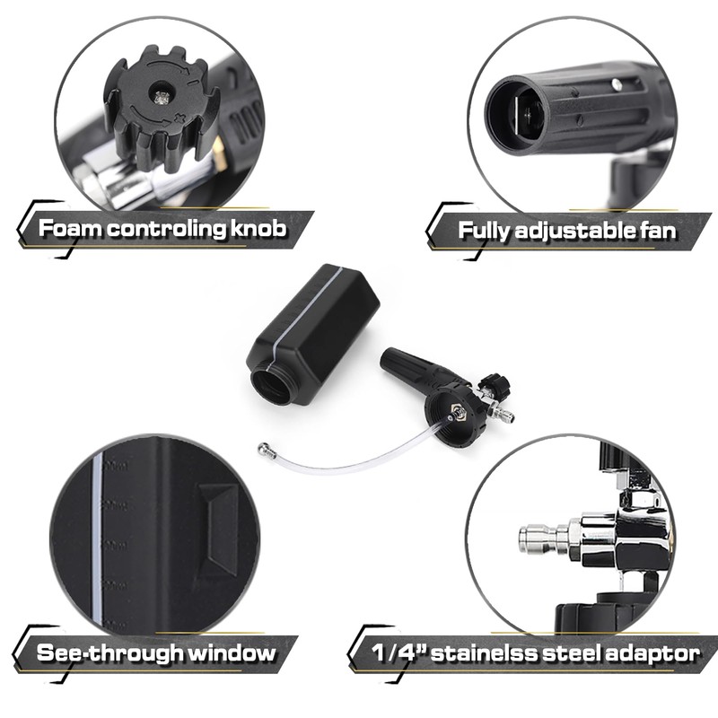 Blackline Foam Cannon for Pressure Washers (Wide Mouth), Durable Foam
