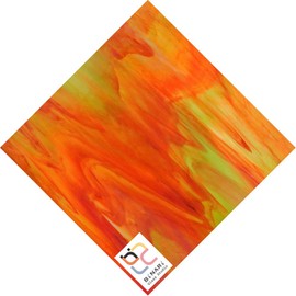 Wissmach Stained Glass Sheet: Orange and Green, Wisspy Opal by BiNARi Glass Studio