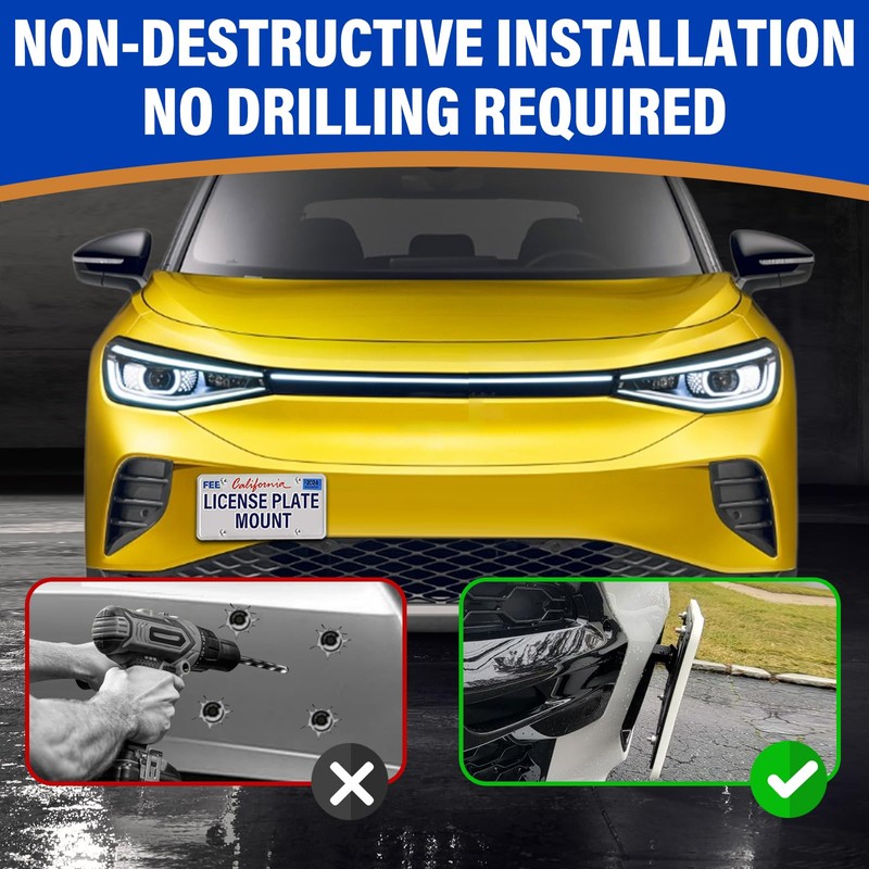 No Drill Front License Frame Compatible with Volkswagen Arteon 2019-2023