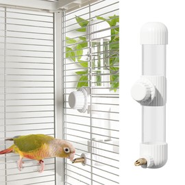YOOSO WING 散らからない鳥用給水器、スプリングバルブ付き自動オウム給水器、インコ、オカメインコ、セキセイインコ、フィンチ、ラブバード、カナリア用の透明ケージ (白, 220ml)