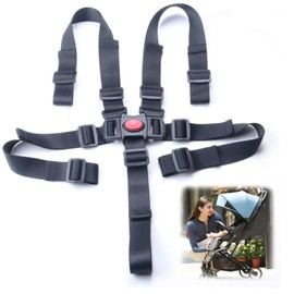 5-Point Safety Belt, Replacement Safety Belts for Baby Pram High Chair, High Chair Straps, Adjustable Convertible Straps, Multifunctional Child Safety Belt, Buggy (Black)