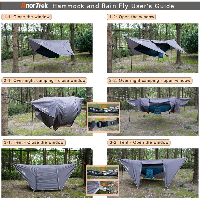 AnorTrek Camping Hammock with Mosquito Net and Rain Fly Tarp,