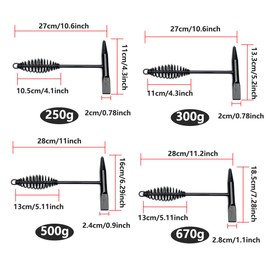 AIMALL Carbon Steel Welding Chipping Hammer with Spring Handle, Impact-Absorbing Grip for Slag Removal, Sizes 10.6" to 11.2", Multiple Weights (250g, 300g, 500g, 670g)
