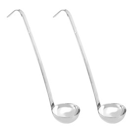 AUXBC 2Pcs 2oz Stainless Steel Soup Ladle, Long Handle Ladles with Pouring Rim for Cooking, Serving Soup, Sauce, Stew, Kitchen