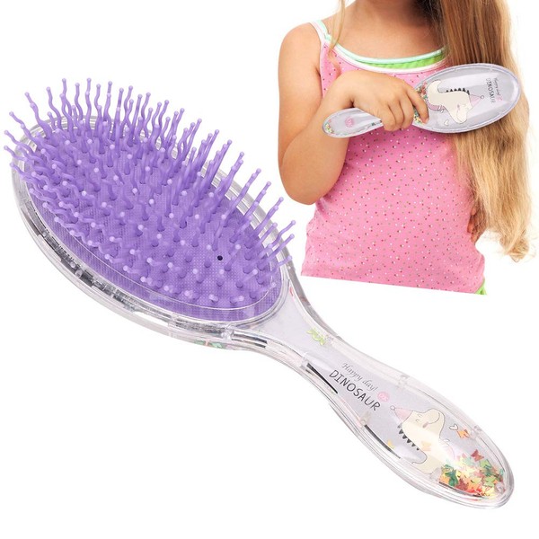 Hair Comb Paddle Detangler Hair Brush, Cartoon Round Air Cushion Massage Hair Comb for Wet, Dry, Curly and Smooth Hair, Anti-Static Hair Styling Comb (Purple)