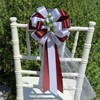 Burgundy and White Wedding Pull Bows with Tulle Tails and