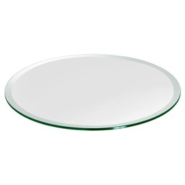 Dulles Glass 12" Round Glass Table Top - Tempered- 1/2" Thick - Beveled Glass