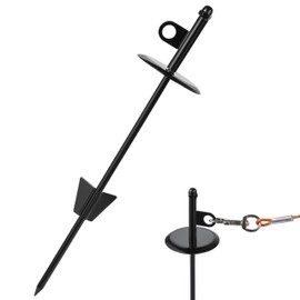 Mi Metty Dog Tie-Out Cable and Stake 20/30/50 ft Heavy Duty Cable for Dogs-16 Ground Stake - Ideal for Yard, Camping, and Beach for Medium to Large Dogs Up to 120 lbs (Black, 16")