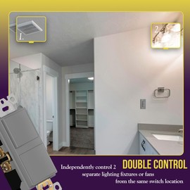 ENERLITES Double Paddle Rocker Decorator Switch, Clamp-Type Back Insert, Copper Wires Only, Single Pole, Residential/Commercial Grade, UL Listed, 62834-GY, Gray