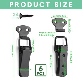 WUWWUT 6 Pcs Spring Loaded Toggle Latches - Black Stainless Steel Toggle Catch Clamp Clips, Duck Billed Buckles Tension Clasp for Toolbox Drawer Cabinet Case Closet Locker