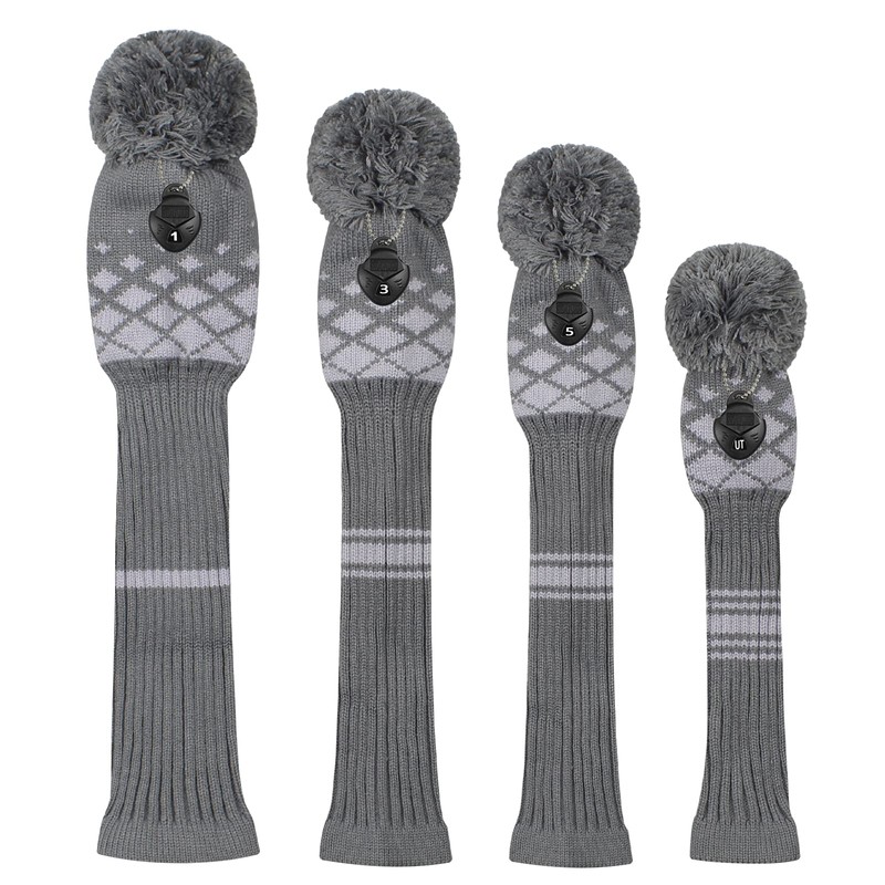 Golf Headcover Knit Set 4-piece Set, Golf Club Driver Wood