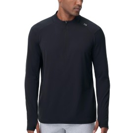 THE GYM PEOPLE Men's Half-Zip Long Sleeve Golf Shirts Soft Lightweight Warm Workout Pullover Sweatshirts with Thumb Hole Black