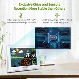 BALDR Weather Station Multiple Sensors, Large Color Indoor Outdoor Thermometer Wireless with Atomic Clock and Digital Barometer