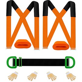 Moving Straps Lifting Straps for Furniture, Appliances, Mattresses or Heavy Objects up to 800 Lbs, CreaCity Adjustable 2-Person Moving Supplies Harness Shoulder Lifting and Carrying System Orange