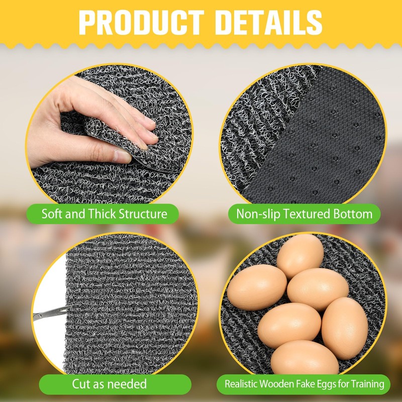 Chunful 12 Pcs Nesting Pads for Chicken Coop, Washable Plastic