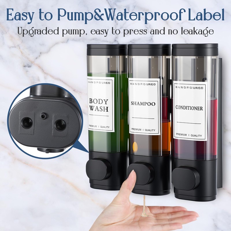 e esscopro 2 Sets Shower Soap Dispenser 3 Chamber No