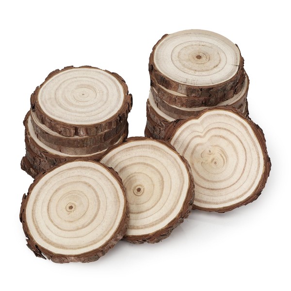 Pack of 18 Wooden Discs Round Natural Wood Tree Discs