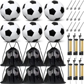 6 Pack Operation Deflated Christmas Soccer Ball with Pump for Child,Items Bulk Deals Soccer Balls,Classic Soccer Balls Size 4 with Mesh Sport Bag Pump Needle for Shoebox Gift Fillers Charity Donations
